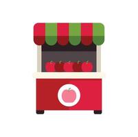 Red apple stand displaying ripe apples at farmers market vector
