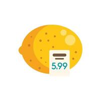 Fresh lemon with price tag representing grocery shopping vector