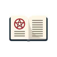 Open grimoire showing pentagram and spell text for witchcraft rituals vector