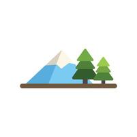 Snowy mountain with pine trees in flat design style vector