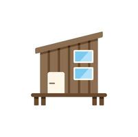 Wooden chicken coop building standing on support beams with door and windows vector