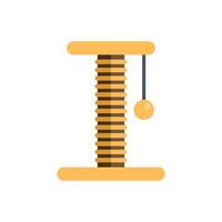Cat scratching post with hanging ball toy, promoting healthy claws and playful activity vector