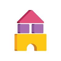 Colorful toy house built with building blocks for creative play vector