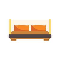 Comfortable double bed with orange pillows and blanket inviting a restful sleep vector