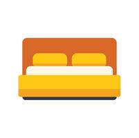Double bed with yellow sheets and pillows and orange headboard representing rest and relaxation vector