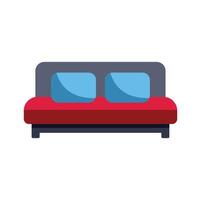 Comfortable double bed with two pillows and red sheets inviting relaxing sleep vector