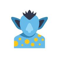 Blue fantasy troll character with yellow dots and pointed ears posing vector