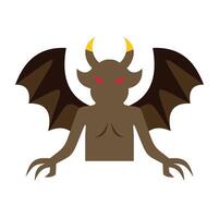 Scary devil character showing claws and spreading wings vector