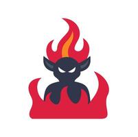 Devil character emerging from flames, a symbol of evil and temptation vector