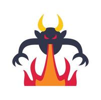 Devil spitting fire with angry expression and sharp claws vector
