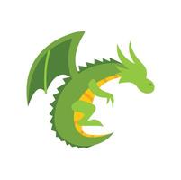 Green dragon flying and showing claws while turning vector