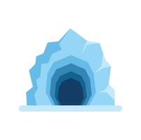 Ice cave opening into dark tunnel in arctic environment vector