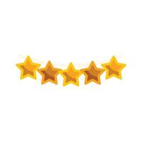 Five golden stars hanging on a string representing quality rating vector