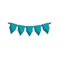 Teal party flags hanging on a string celebrating a festive occasion vector