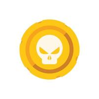 Golden pirate coin showing skull and crossbones symbol is representing danger and wealth vector