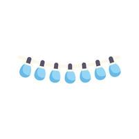 Light blue string lights hanging on a white background vector