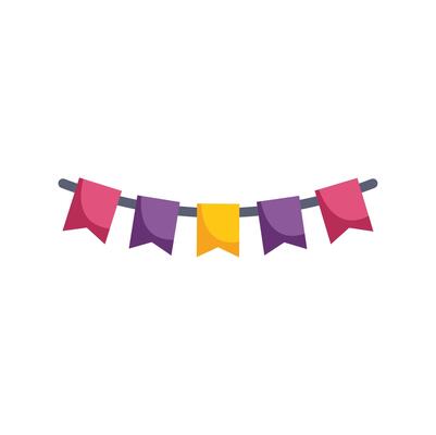 Colorful flags hanging on a string creating festive atmosphere