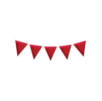 Red party flags hanging on white string celebrating a festive occasion vector