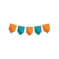 Orange and teal party flags hanging on a string vector