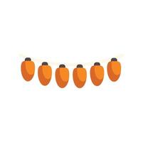 String of orange paper lanterns hanging on a curved line vector