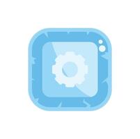 Ice button with gear showing configuration or settings in videogame interface vector