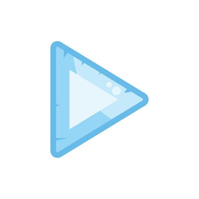 Light blue cartoon play button showing direction