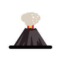 Volcano erupting with smoke and lava on white background vector