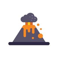 Volcano erupting with lava, smoke and rocks in flat design vector