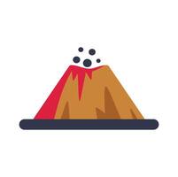 Volcano erupting with lava and rocks flying in the air vector
