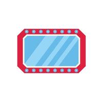 Red frame with light bulbs surrounding a big blue mirror vector