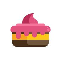 Delicious square cake with pink frosting dripping over yellow and brown layers vector