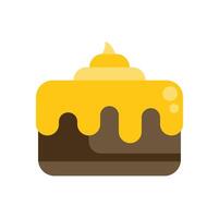 Delicious square cake dripping with yellow icing and cream swirl vector