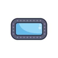 Airplane window showing blue sky with rivets and rounded corners vector