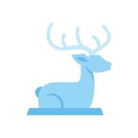 Light blue deer lying down with large antlers resting on a rectangular base vector