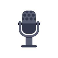 Retro style microphone broadcasting audio icon representing voice recording and communication vector