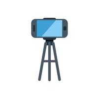 Smartphone showing blue screen displaying on tripod stand, capturing moments steadily vector