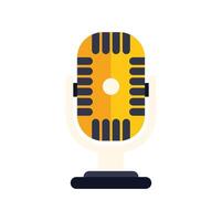 Yellow studio microphone broadcasting sound for podcasting and radio vector