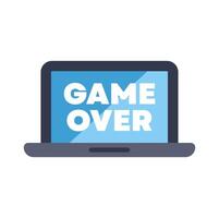 Laptop showing game over screen displaying losing message vector