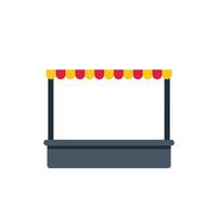 Empty market stall with red and yellow awning, representing local commerce and street food vector