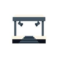 Empty podium stage with spotlights and stairs illuminating performance area vector