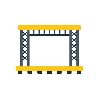 Empty metal scaffolding stage structure on white background