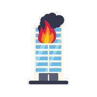 Burning skyscraper with smoke and flames coming out of windows vector