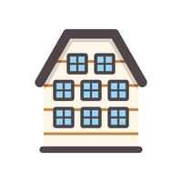 Log cabin building showing nine windows and brown roof vector
