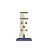 White lighthouse guiding ships with bright light in ocean navigation vector