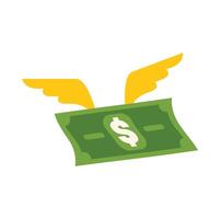 Flying money with wings representing financial freedom and loss vector