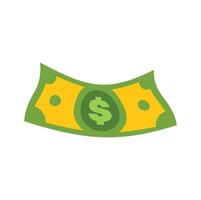 Wavy dollar bill floating on white background vector