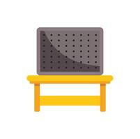 Pegboard leaning on wooden table displaying tools or information vector