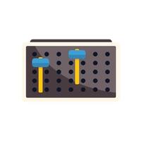 Two blue hammers resting on a pegboard organizer with holes and handles pointing upwards vector