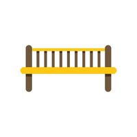Yellow bench with wooden back featuring vertical slats on white background vector