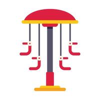 Playground carousel swinging under red and yellow roof on white background vector
